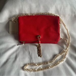 Isabelle Vegan Red Leather Gold Chain Handbag Bag Shoulder Crossbody NWT